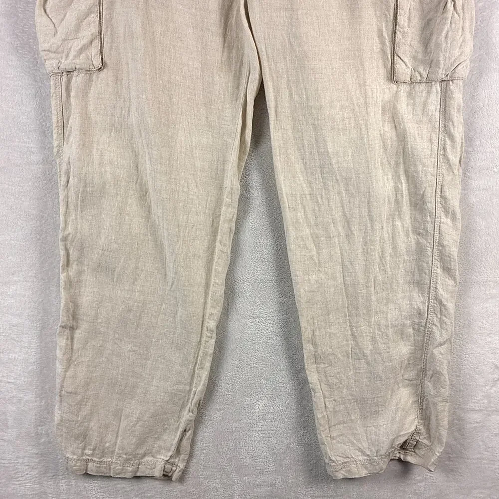 Tommy Bahama Pants Mens XXL Beige Linen Cargo Drawstring Preppy Beach Summer